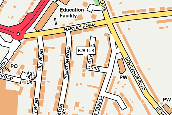 B26 1UB map - OS OpenMap – Local (Ordnance Survey)