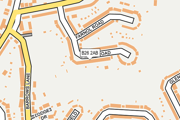 B26 2AB map - OS OpenMap – Local (Ordnance Survey)