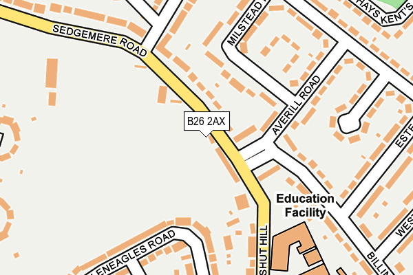 B26 2AX map - OS OpenMap – Local (Ordnance Survey)