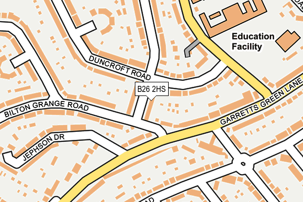 B26 2HS map - OS OpenMap – Local (Ordnance Survey)