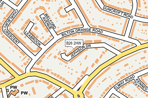 B26 2HW map - OS OpenMap – Local (Ordnance Survey)