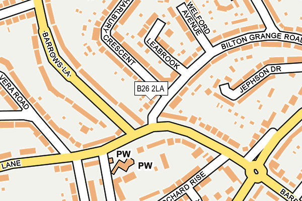 B26 2LA map - OS OpenMap – Local (Ordnance Survey)