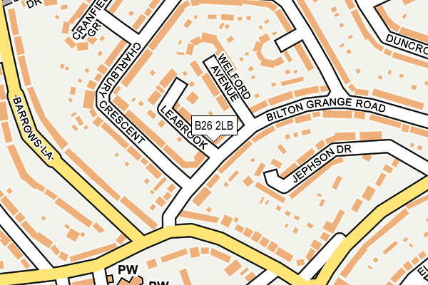 B26 2LB map - OS OpenMap – Local (Ordnance Survey)
