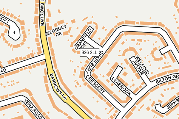 B26 2LL map - OS OpenMap – Local (Ordnance Survey)