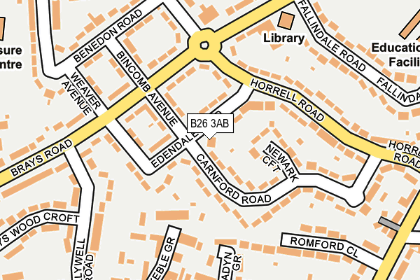 B26 3AB map - OS OpenMap – Local (Ordnance Survey)
