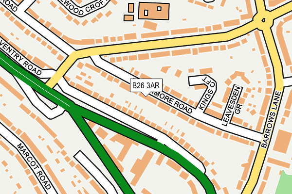 B26 3AR map - OS OpenMap – Local (Ordnance Survey)