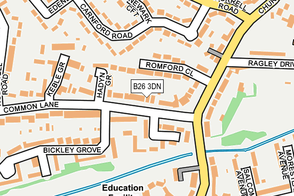 B26 3DN map - OS OpenMap – Local (Ordnance Survey)