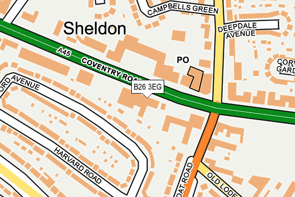 B26 3EG map - OS OpenMap – Local (Ordnance Survey)