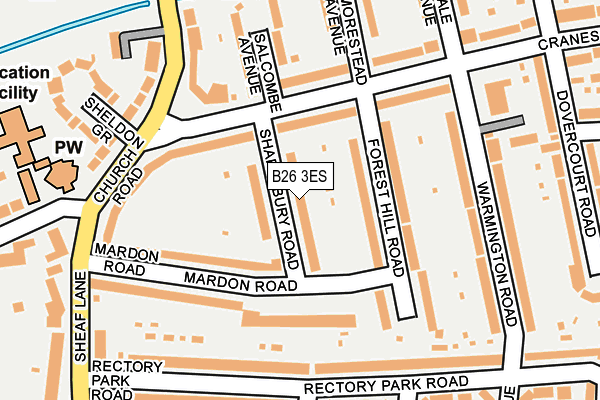 B26 3ES map - OS OpenMap – Local (Ordnance Survey)