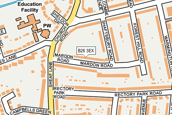 B26 3EX map - OS OpenMap – Local (Ordnance Survey)