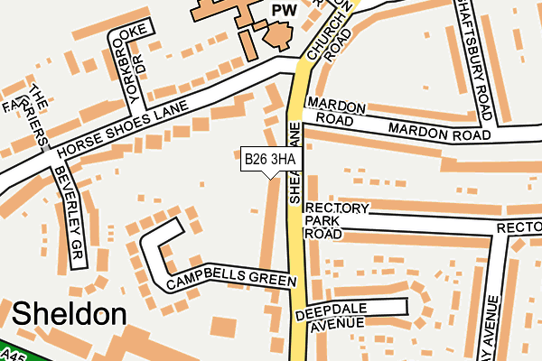 B26 3HA map - OS OpenMap – Local (Ordnance Survey)