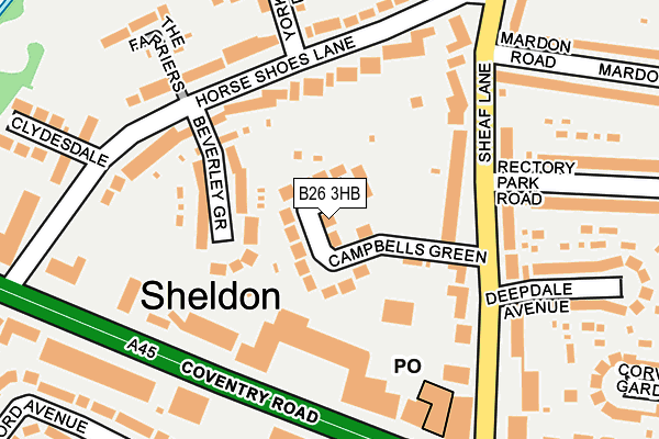 B26 3HB map - OS OpenMap – Local (Ordnance Survey)