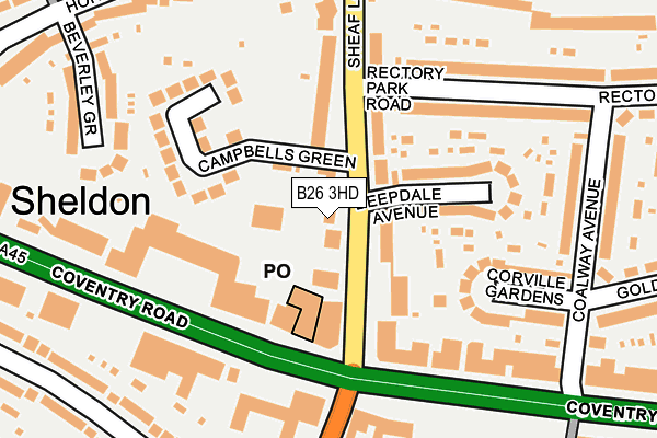 B26 3HD map - OS OpenMap – Local (Ordnance Survey)