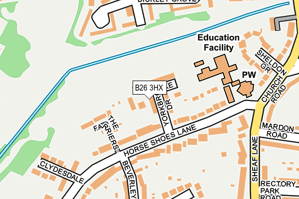 B26 3HX map - OS OpenMap – Local (Ordnance Survey)