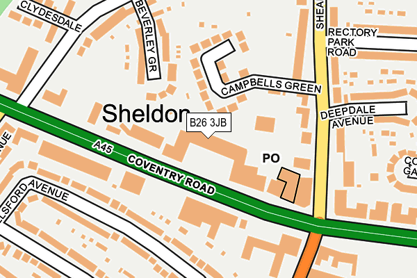 B26 3JB map - OS OpenMap – Local (Ordnance Survey)