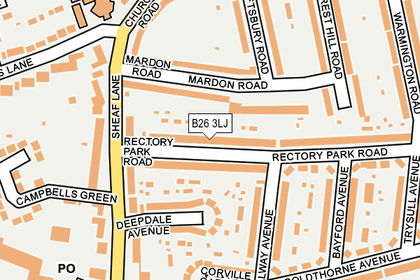 B26 3LJ map - OS OpenMap – Local (Ordnance Survey)