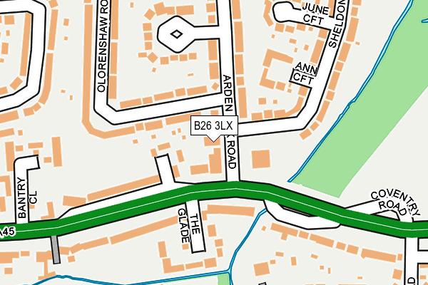 B26 3LX map - OS OpenMap – Local (Ordnance Survey)