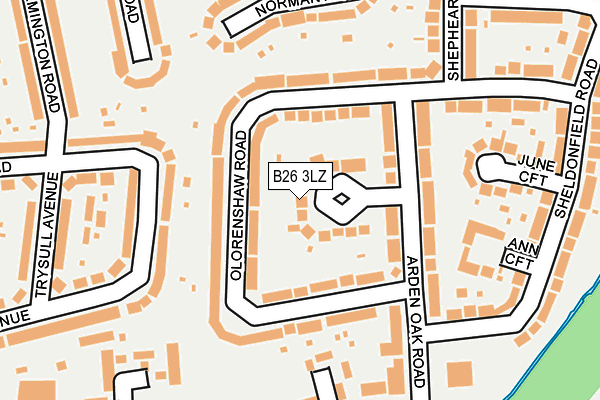 B26 3LZ map - OS OpenMap – Local (Ordnance Survey)