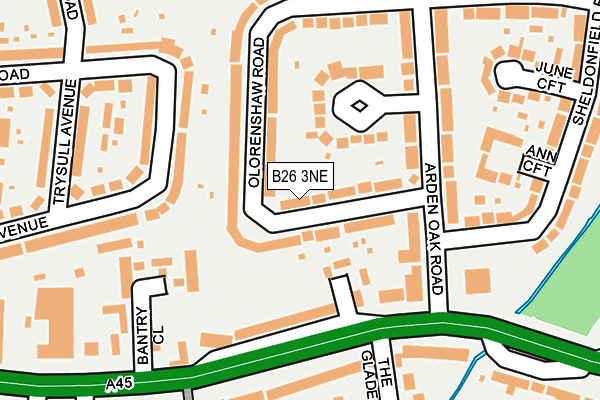 B26 3NE map - OS OpenMap – Local (Ordnance Survey)
