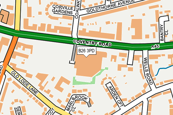 B26 3PD map - OS OpenMap – Local (Ordnance Survey)