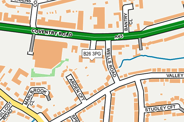 B26 3PG map - OS OpenMap – Local (Ordnance Survey)