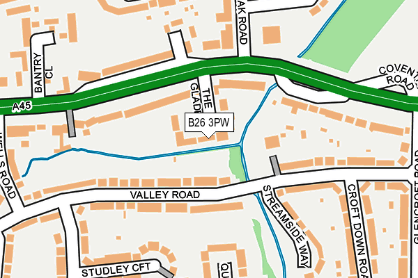B26 3PW map - OS OpenMap – Local (Ordnance Survey)