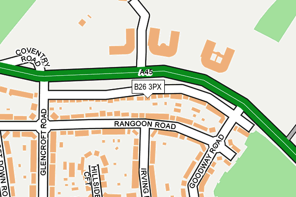 B26 3PX map - OS OpenMap – Local (Ordnance Survey)