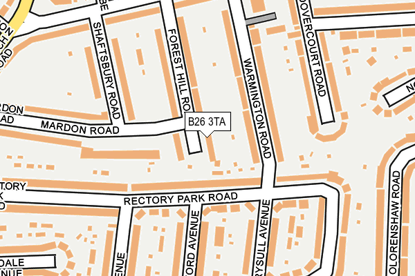 B26 3TA map - OS OpenMap – Local (Ordnance Survey)