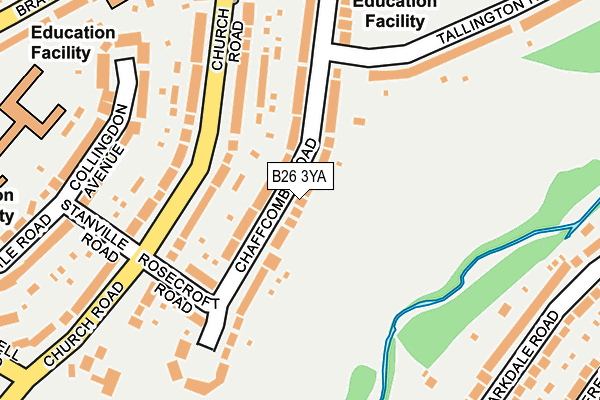 B26 3YA map - OS OpenMap – Local (Ordnance Survey)