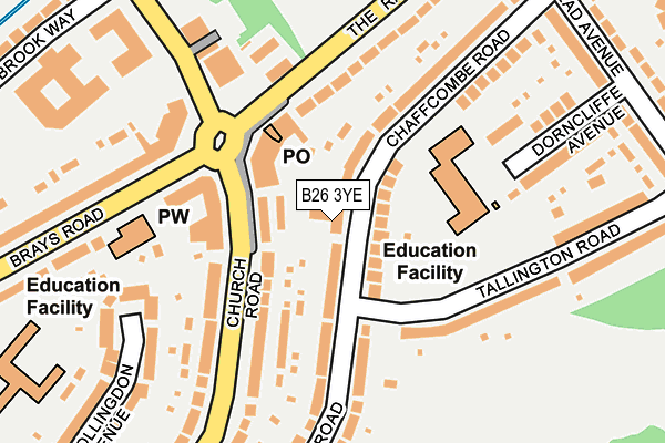 B26 3YE map - OS OpenMap – Local (Ordnance Survey)