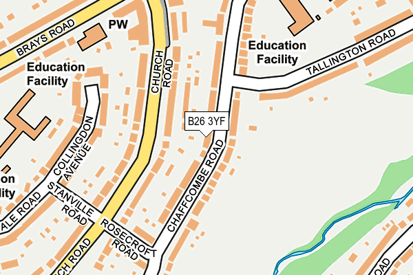 B26 3YF map - OS OpenMap – Local (Ordnance Survey)