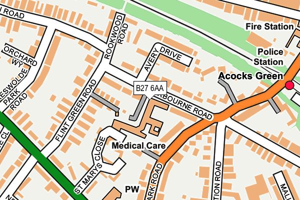 B27 6AA map - OS OpenMap – Local (Ordnance Survey)