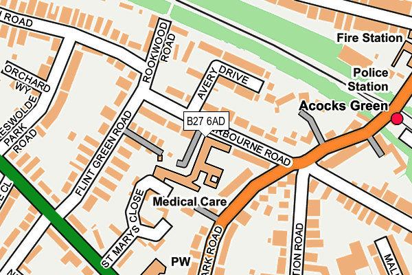 B27 6AD map - OS OpenMap – Local (Ordnance Survey)