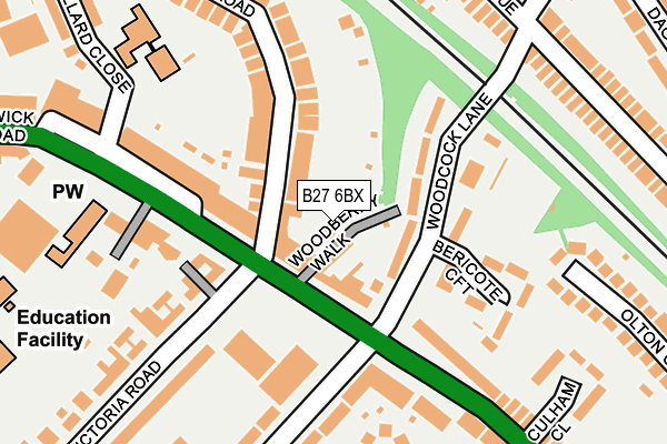 B27 6BX map - OS OpenMap – Local (Ordnance Survey)