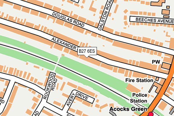 B27 6ES map - OS OpenMap – Local (Ordnance Survey)