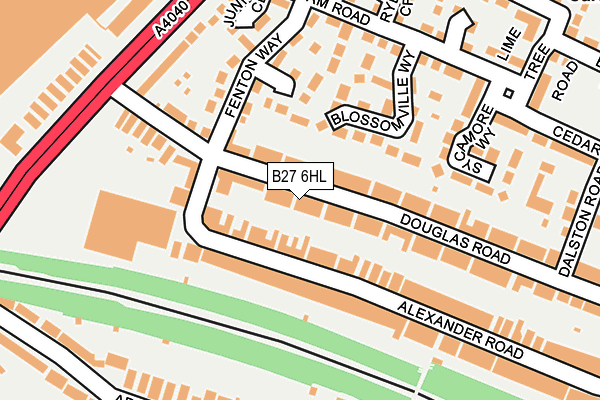 B27 6HL map - OS OpenMap – Local (Ordnance Survey)