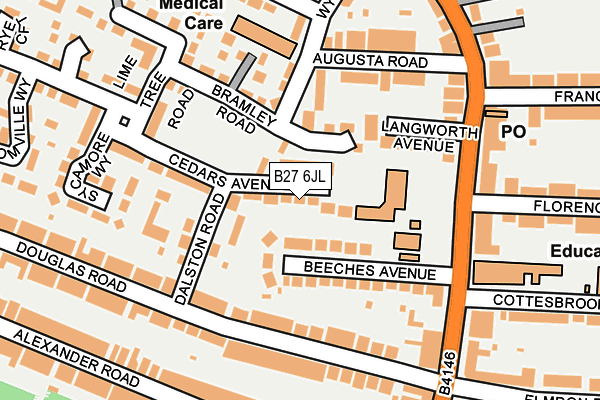 B27 6JL map - OS OpenMap – Local (Ordnance Survey)