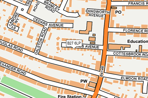 B27 6LP map - OS OpenMap – Local (Ordnance Survey)