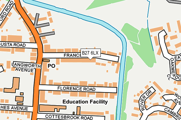 B27 6LX map - OS OpenMap – Local (Ordnance Survey)