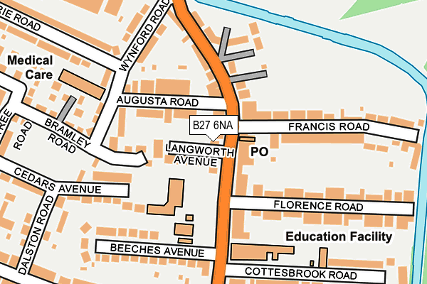 B27 6NA map - OS OpenMap – Local (Ordnance Survey)