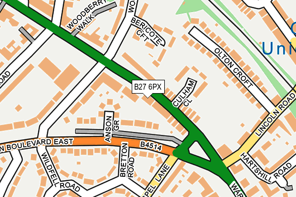 B27 6PX map - OS OpenMap – Local (Ordnance Survey)