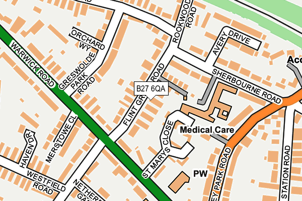 B27 6QA map - OS OpenMap – Local (Ordnance Survey)