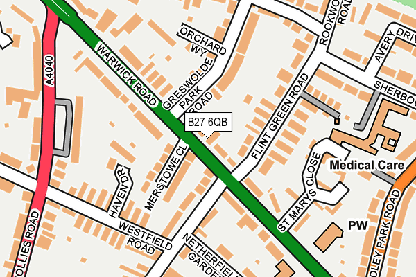 B27 6QB map - OS OpenMap – Local (Ordnance Survey)