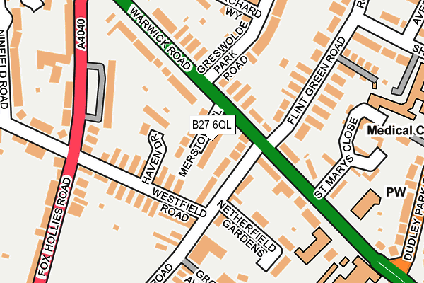 B27 6QL map - OS OpenMap – Local (Ordnance Survey)