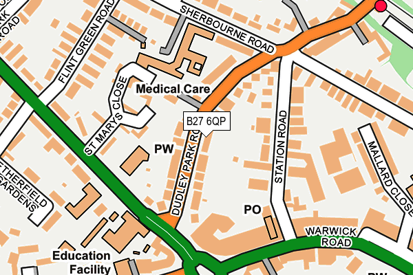 B27 6QP map - OS OpenMap – Local (Ordnance Survey)