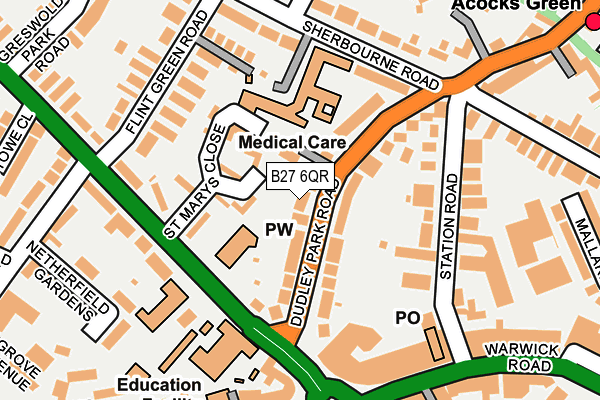 B27 6QR map - OS OpenMap – Local (Ordnance Survey)