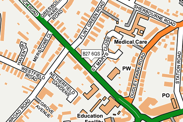 B27 6QS map - OS OpenMap – Local (Ordnance Survey)