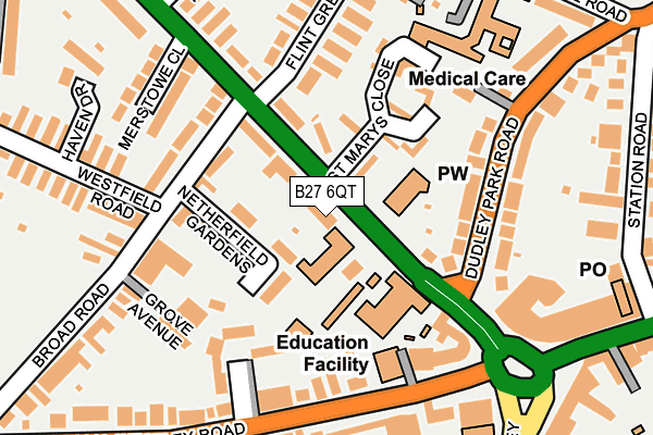 B27 6QT map - OS OpenMap – Local (Ordnance Survey)