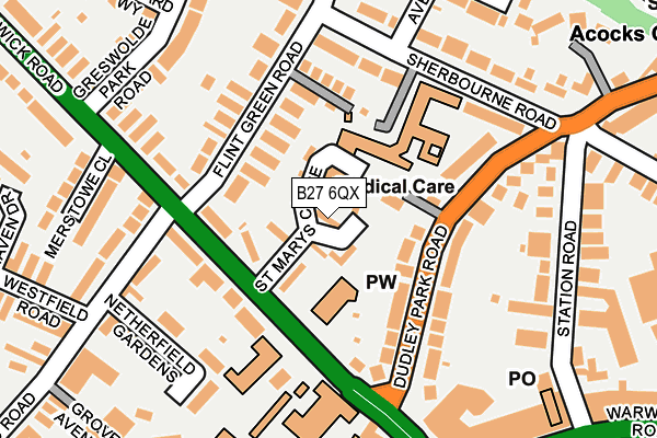 B27 6QX map - OS OpenMap – Local (Ordnance Survey)