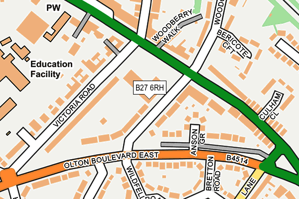 B27 6RH map - OS OpenMap – Local (Ordnance Survey)